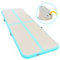  Gymnastiekmat met pomp opblaasbaar 600x100x10 cm PVC groen