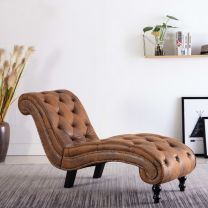 Chaise longue kunstsude bruin