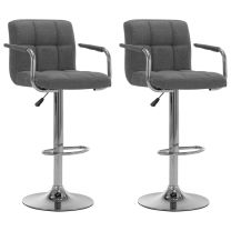  Barstoelen 2 st stof lichtgrijs