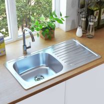 Gootsteen met afvoer en zwanenhals 75 x 40 x 15 cm roestvrij staal