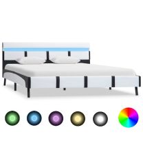  Bedframe met LED kunstleer wit 140x200 cm