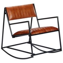  Schommelfauteuil echt leer bruin