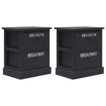 Nachtkastjes 2 st 38x28x45 cm paulowniahout zwart