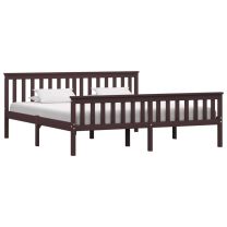  Bedframe massief grenenhout donkerbruin 180x200 cm
