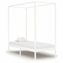  Hemelbedframe massief grenenhout wit 100x200 cm