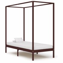  Hemelbedframe massief grenenhout donkerbruin 90x200 cm