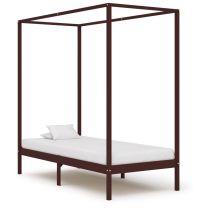  Hemelbedframe massief grenenhout donkerbruin 100x200 cm