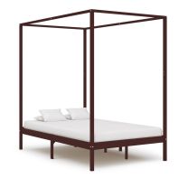  Hemelbedframe massief grenenhout donkerbruin 120x200 cm