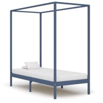 Hemelbedframe massief grenenhout grijs 100x200 cm
