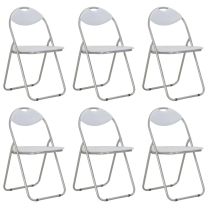  Eetkamerstoelen inklapbaar 6 st kunstleer wit