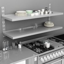  Zwevend schap 2-laags 150x30 cm roestvrij staal