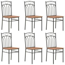  Eetkamerstoelen 6 st MDF bruin