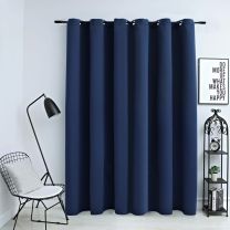  Gordijn verduisterend met metalen ringen 290x245 cm blauw