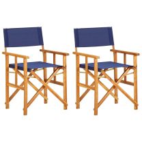  Regisseursstoelen 2 st massief acaciahout blauw