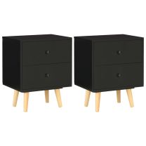  Nachtkastjes 2 st 40x30x50 cm massief grenenhout zwart