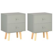  Nachtkastjes 2 st 40x30x50 cm massief grenenhout grijs