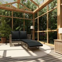  2-delige Loungeset met kussens poly rattan grijs