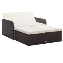  2-delige Loungeset met kussens poly rattan bruin