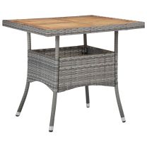  Tuintafel poly rattan en massief acaciahout grijs