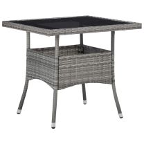  Tuintafel poly rattan en glas grijs