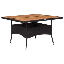  Tuintafel poly rattan en massief acaciahout zwart