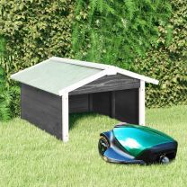  Overkapping voor grasmaaier 72x87x50 cm vurenhout grijs en wit