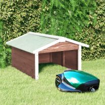  Overkapping voor grasmaaier 72x87x50 cm vurenhout mokka en wit