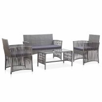  4-delige Loungeset met kussen poly rattan antraciet