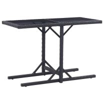  Tuintafel 110x53x72 cm glas en poly rattan zwart