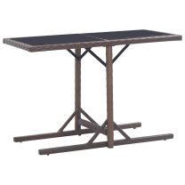  Tuintafel 110x53x72 cm glas en poly rattan bruin