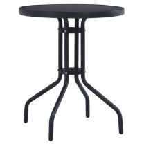  Tuintafel 80 cm staal en glas zwart