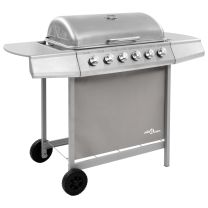  Gasbarbecue met 6 branders zilverkleurig