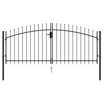  Poort met puntige bovenkant dubbel 3x1,25 m staal zwart