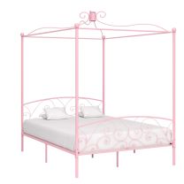  Hemelbedframe metaal roze 160x200 cm