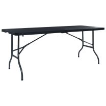  Tuintafel inklapbaar 180x75x72 cm HDPE en kunstrattan zwart