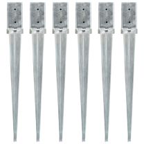 Grondpinnen 6 st 8x8x76 cm gegalvaniseerd staal zilverkleurig