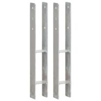  Grondankers 2 st 8x6x60 cm gegalvaniseerd staal zilverkleurig