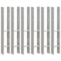 Grondankers 6 st 8x6x60 cm gegalvaniseerd staal zilverkleurig