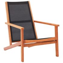  Loungestoel massief eucalyptushout en textileen zwart