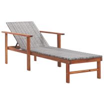  Ligbed poly rattan en massief acaciahout grijs