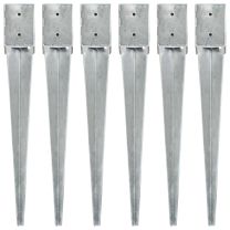 Grondpinnen 6 st 10x10x76 cm gegalvaniseerd staal zilverkleurig