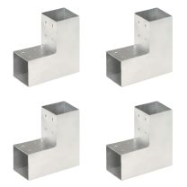  Paalverbindingen 4 st L-vorm 81x81 mm gegalvaniseerd metaal