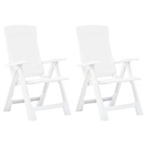  Tuinstoelen 2 st verstelbaar kunststof wit