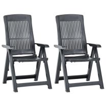  Tuinstoelen 2 st verstelbaar kunststof antracietkleurig