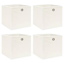  Opbergboxen 4 st 32x32x32 cm stof wit