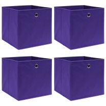  Opbergboxen 4 st 32x32x32 cm stof paars