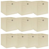  Opbergboxen 10 st 32x32x32 cm stof crmekleurig