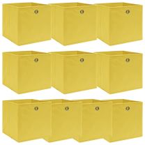  Opbergboxen 10 st 32x32x32 cm stof geel