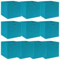 Opbergboxen 10 st 32x32x32 cm stof babyblauw