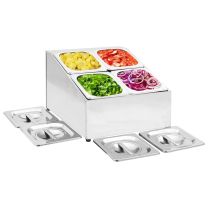  Gastronormbakkenhouder met 4 GN 1/6 bakken roestvrij staal